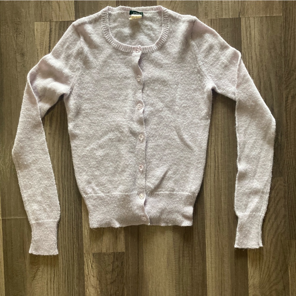J. Crew Alpaca/Merino Cardigan S Lilac Lightweight Purple Sweater Button Detail